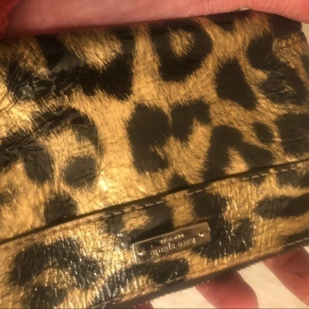 Kate spade animal print patent leather bow keyring coin purse bag